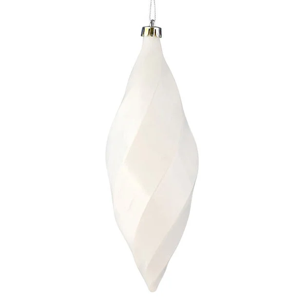 8" White Shiny Swirl Finials 6 Per Bag