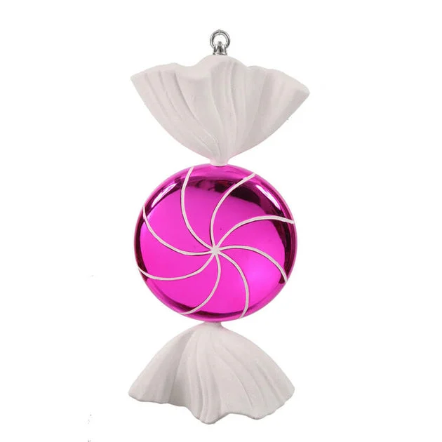 18.5" Pink White Swirl Candy Ornament