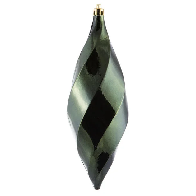 8" Moss Green Shiny Swirl Finials 6 Per Bag