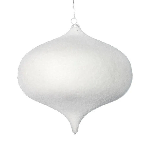 6" White Flocked Onion Ornaments 4 Per Bag