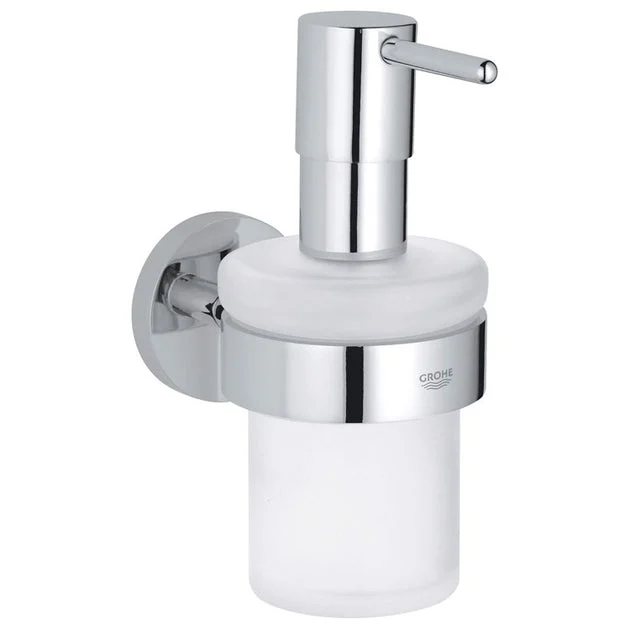Essentials Wall-Mount Glass Pump Soap Dispenser with Holder