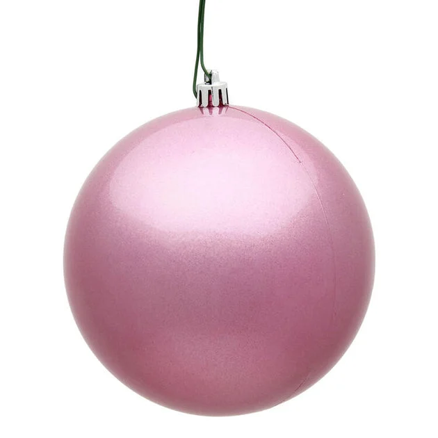 4.75" Pink Candy Ball Ornaments 4-Pack