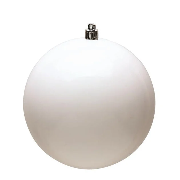 6" White Shiny Ball Ornaments 4-Pack