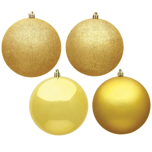 1.6" Honey Gold Four-Finish Ball Christmas Ornaments 96 Per Box
