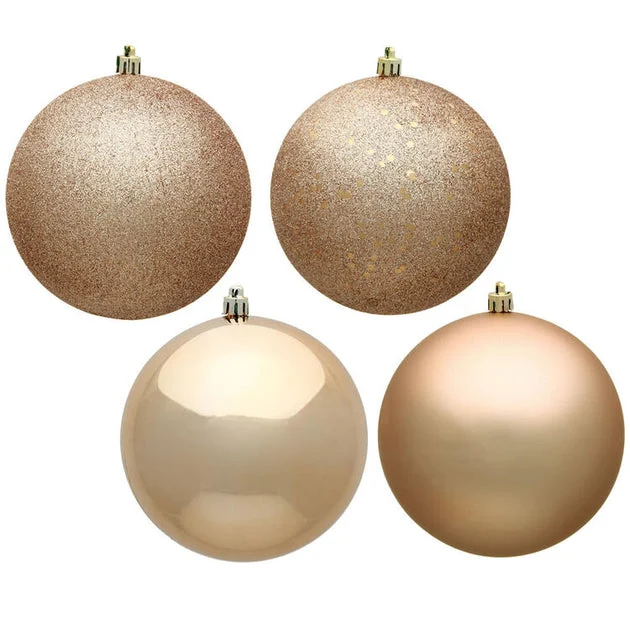 3" Cafe Latte Four-Finish Ball Christmas Ornaments 16 Per Box