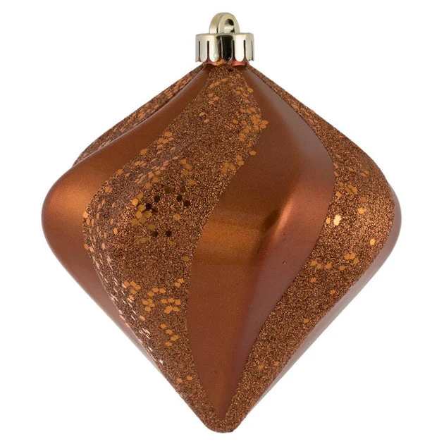 6" Copper Swirl Diamond Candy Christmas Ornaments 3 Per Bag
