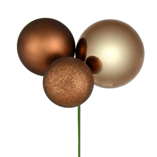 18" Mocha Ball Ornament Picks 2 Per Bag