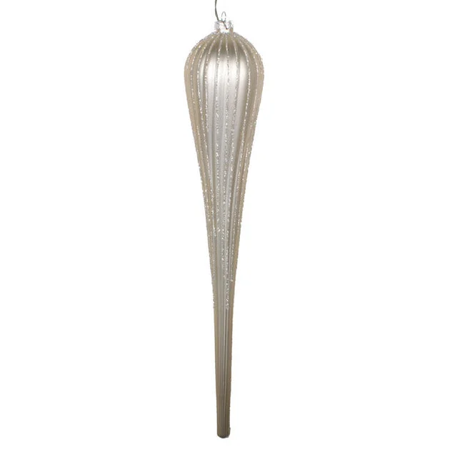 15.75" Champagne Matte Glitter Drop Ornaments 2 Per Bag