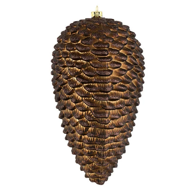10" Chocolate Matte Glitter Pine Cones 2 Per Box