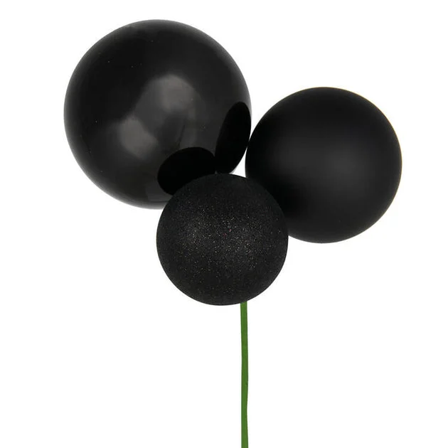 18" Black Ball Ornament Picks 2 Per Bag