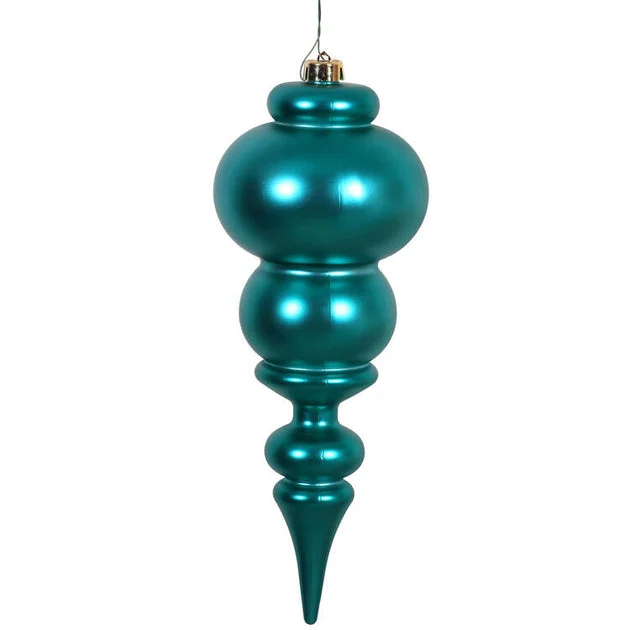 14" Teal Matte Finial Ornament