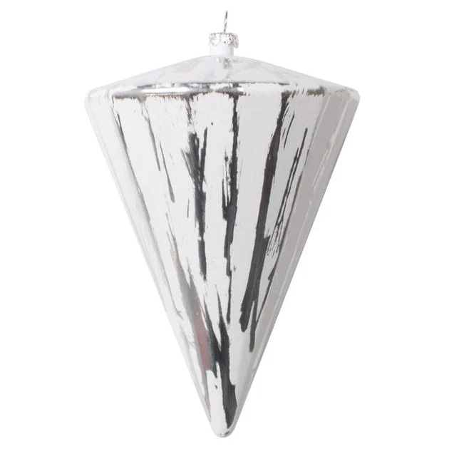 6" Silver Brushed Cone Ornaments 4 Per Bag
