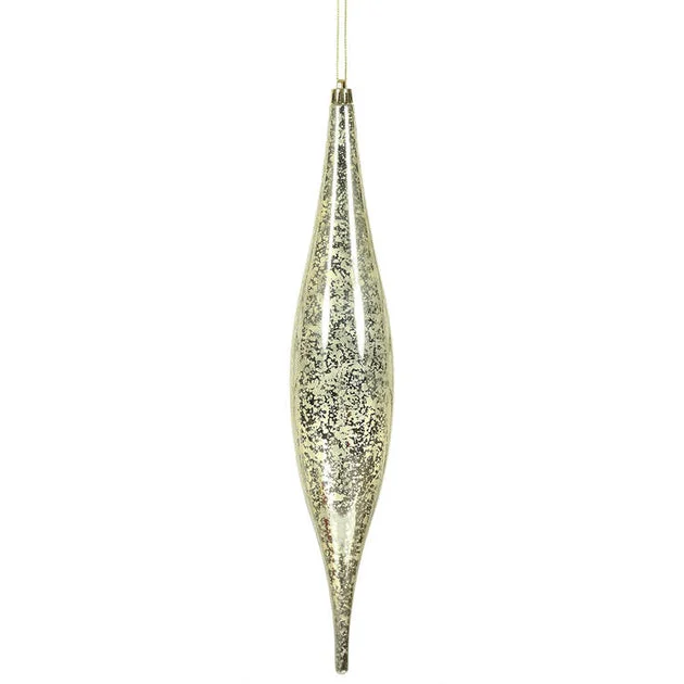 13" Champagne Mercury Rain Drop Ornaments 2 Per Bag