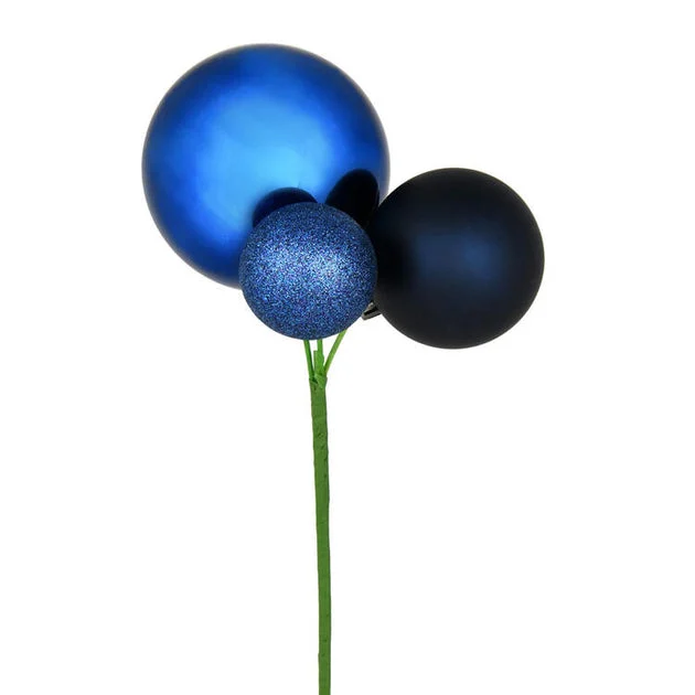 18" Midnight Blue Ball Ornament Picks 3 Per Bag