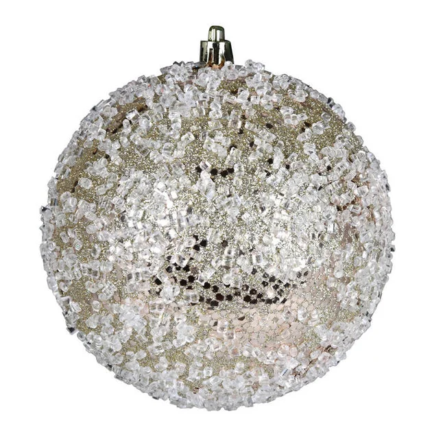 10" Champagne Glitter Hail Ball Ornament