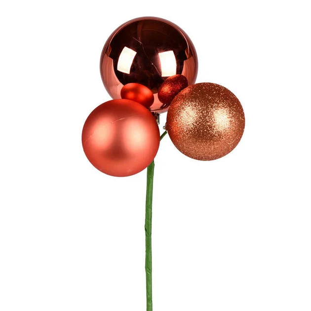 18" Coral Ball Ornament Picks 4 Per Bag