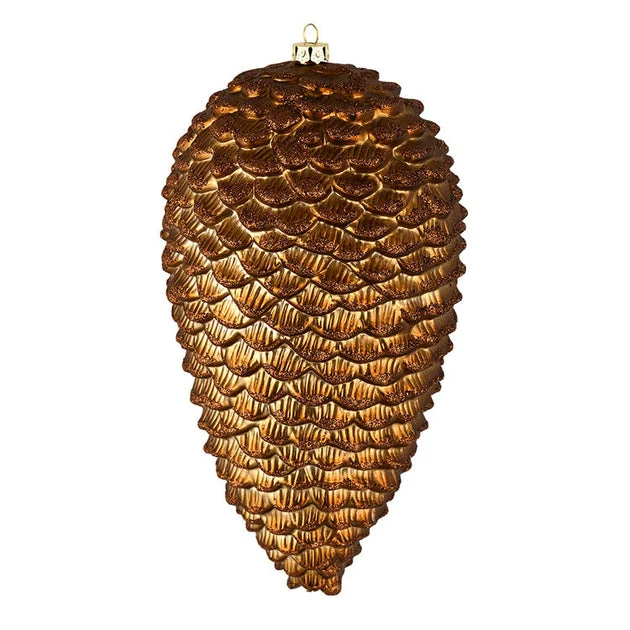 10" Mocha Matte Glitter Pine Cones 2 Per Box