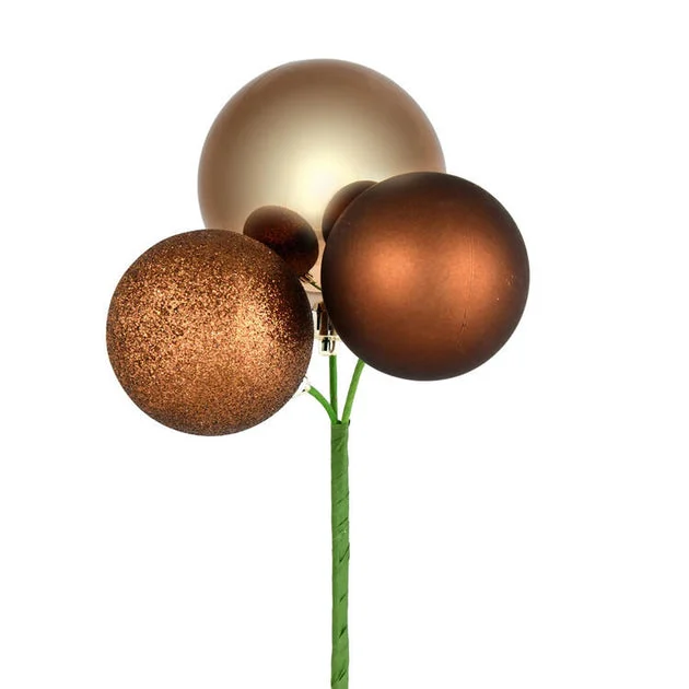 18" Mocha Ball Ornament Picks 4 Per Bag