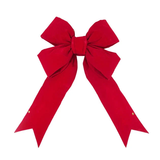 36" Red Velvet Outdoor Christmas Bow