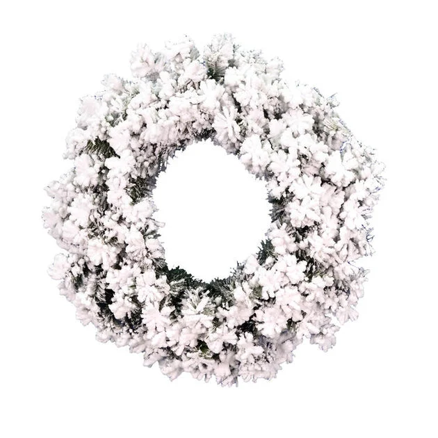 24" Unlit Flocked Alaskan Pine Artificial Christmas Wreath