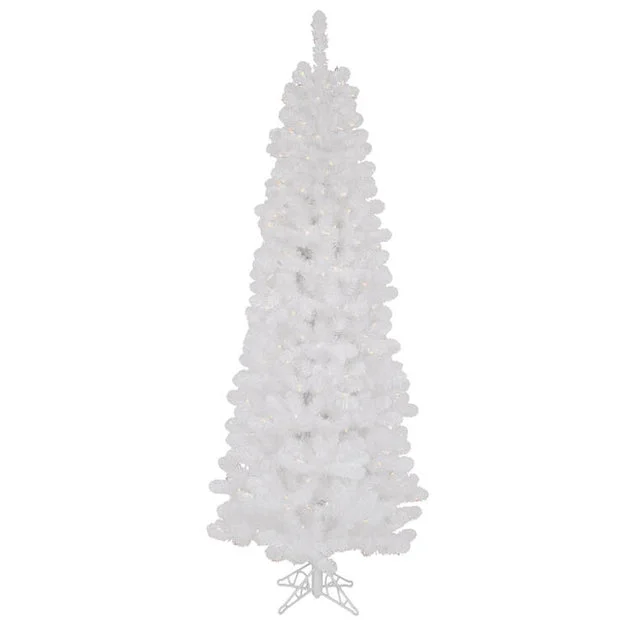 7.5' White Salem Pencil Pine Artificial Christmas Tree with 350 Clear Lights