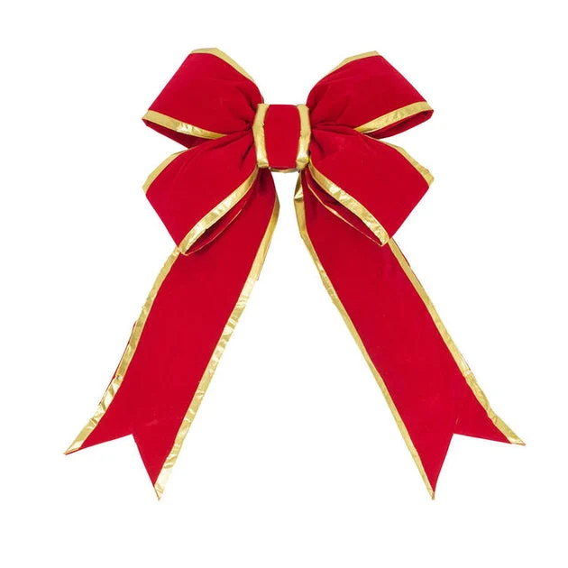 36" Red-Gold Velvet Indoor Christmas Bow