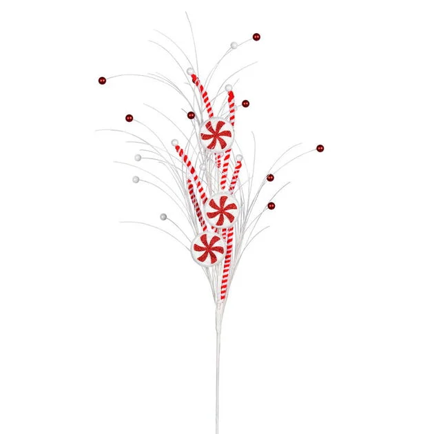 10" x 20" Red/White Candy Swirls Sprays 6 Per Bag