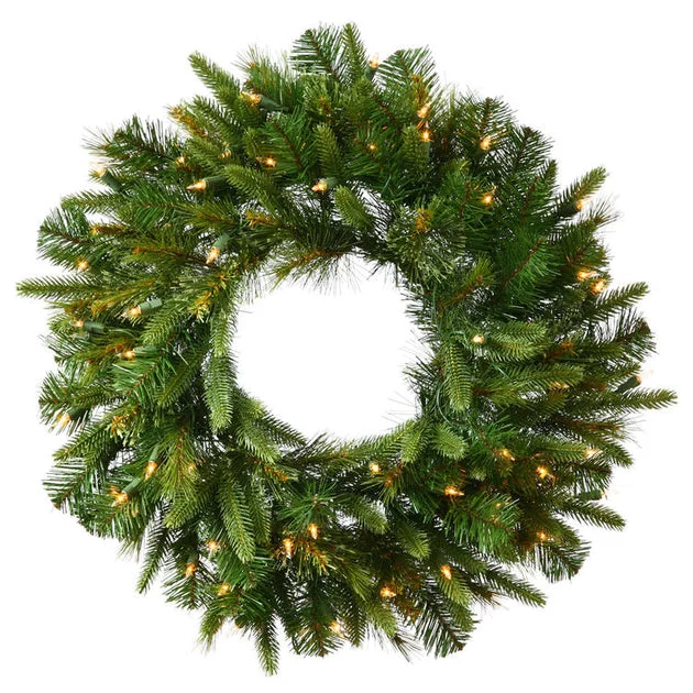 30" Cashmere Artificial Christmas Wreath with 50 Warm White LED Lights