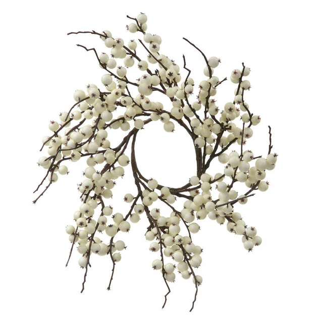 18" Unlit White Wild Berry Artificial Christmas Wreath
