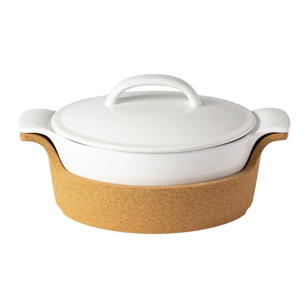 Ensemble 65 Oz Oval Covered Casserole with Cork Tray