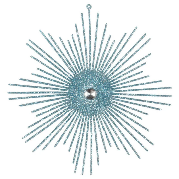 6.5" Baby Blue Glitter Snowflake Burst Ornament 6 Per Bag