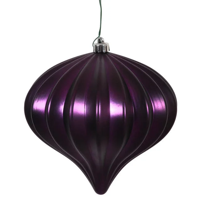 5.5" x 5.7" Plum Matte Onion Christmas Ornaments 3 Per Bag