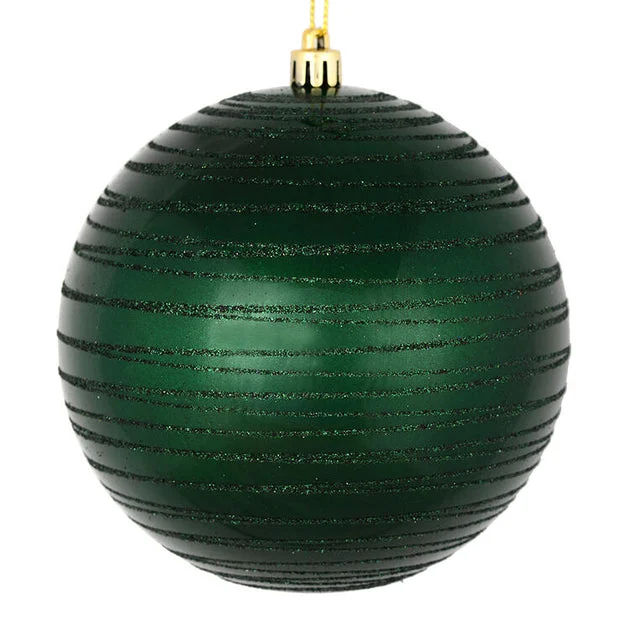 6" Midnight Green Candy Finish Ball with Glitter Lines 3 Per Bag