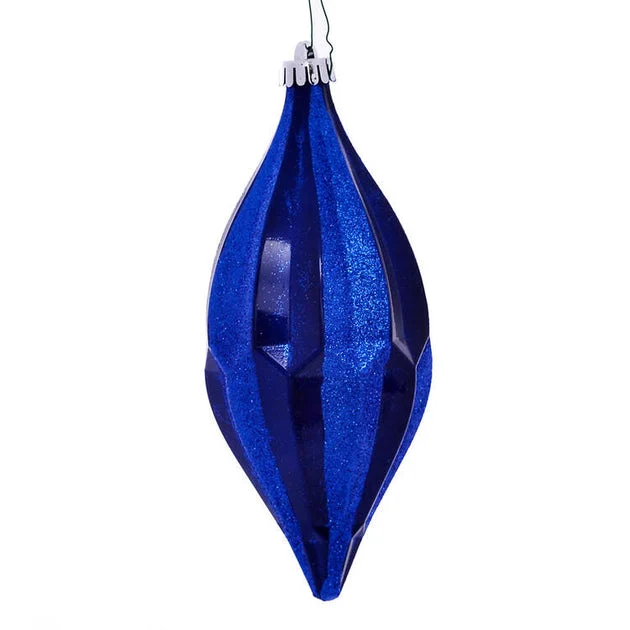 10" Blue Candy Glitter Shuttle Ornaments 2 Per Bag