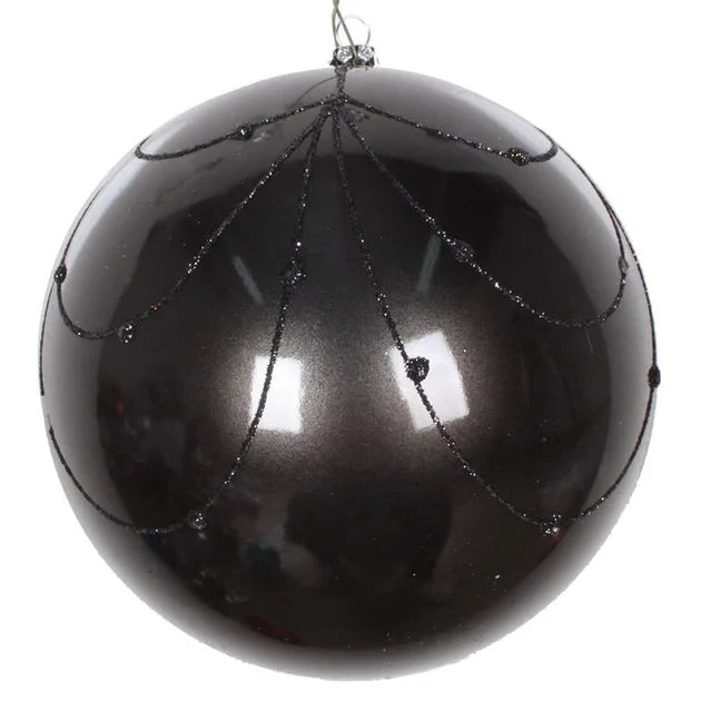 6" Black Candy Glitter Curtain Ornaments 3 Per Bag