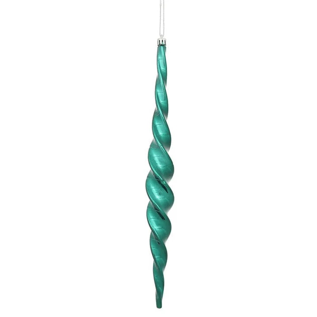 14.6" Sea Blue Shiny Spiral Icicle Ornaments 2 Per Box