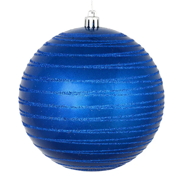 4.75" Blue Candy Finish Ball with Glitter Lines 4 Per Bag
