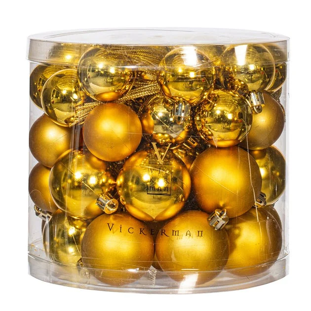 1.5"/2" Gold Shiny/Matte Finish Ball Christmas Ornaments 50 Per Box