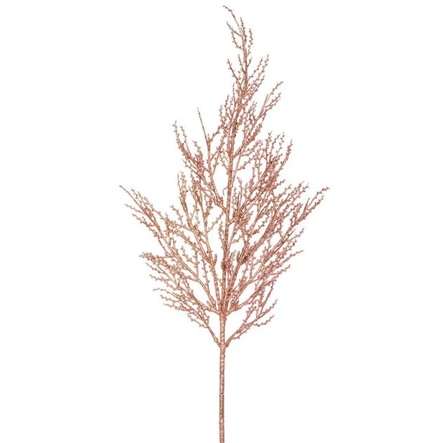 28" Rose Gold Onoclea Glitter Artificial Wild Huck Christmas Sprays 6 Per Bag