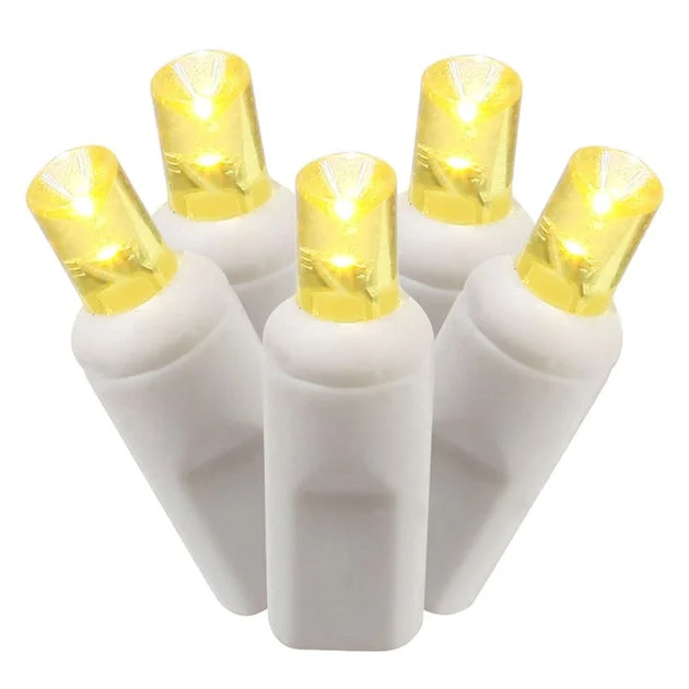 100-Count Yellow Wide-Angle LED Christmas Light Strand on 34' White Wire