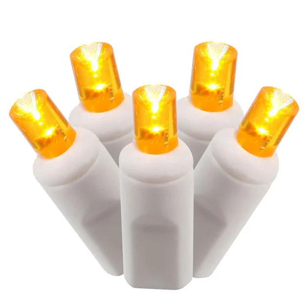 100-Count Orange Wide-Angle LED Christmas Light Strand on 34' White Wire
