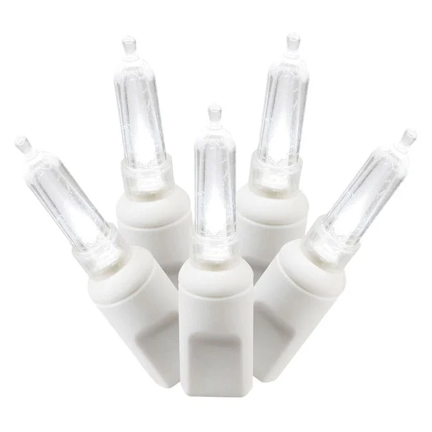 100-Count Pure White Italian LED Christmas Light Strand on 34' White Wire