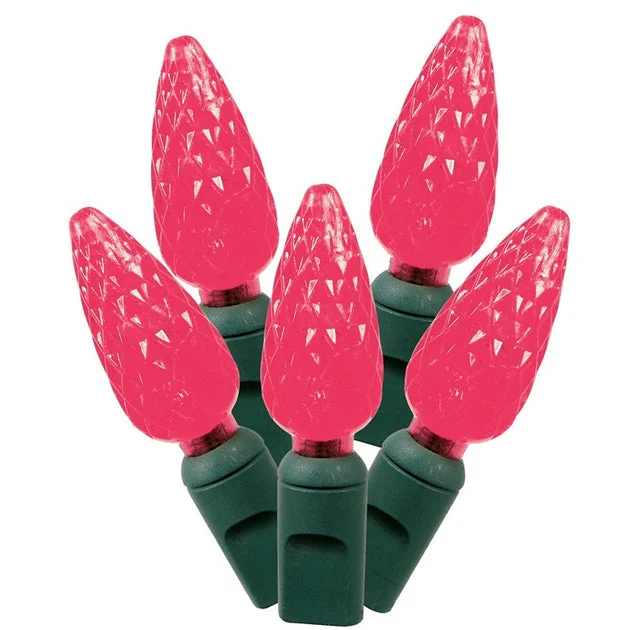 100-Count Magenta C6 LED Christmas Light Strand on 34' Green Wire
