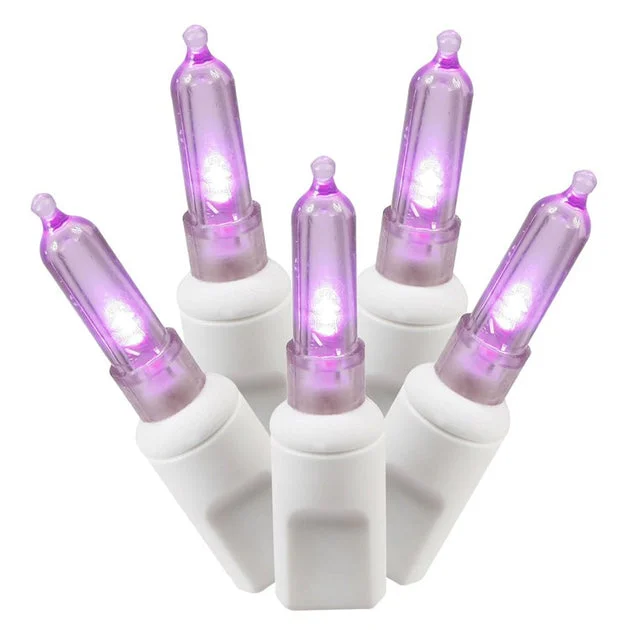 100-Count Purple Italian LED Christmas Light Strand on 34' White Wire