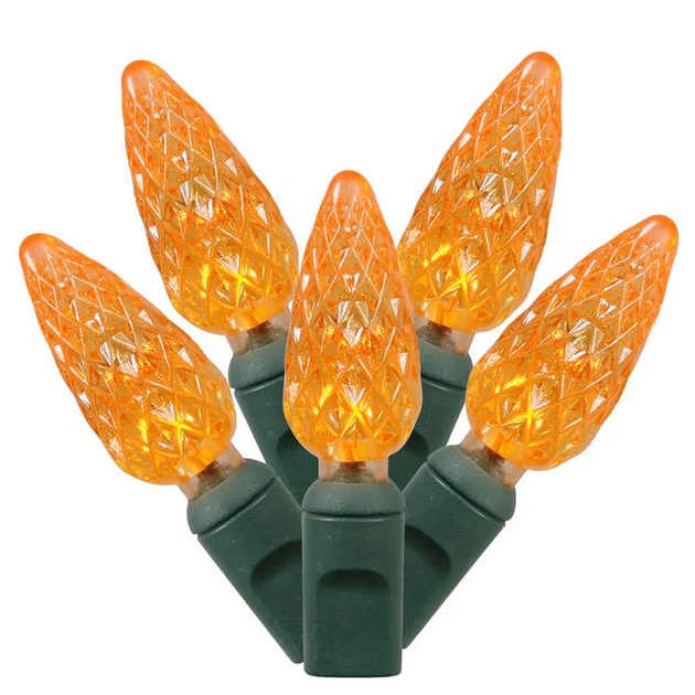 100-Count Orange C6 LED Christmas Light Strand on 34' Green Wire