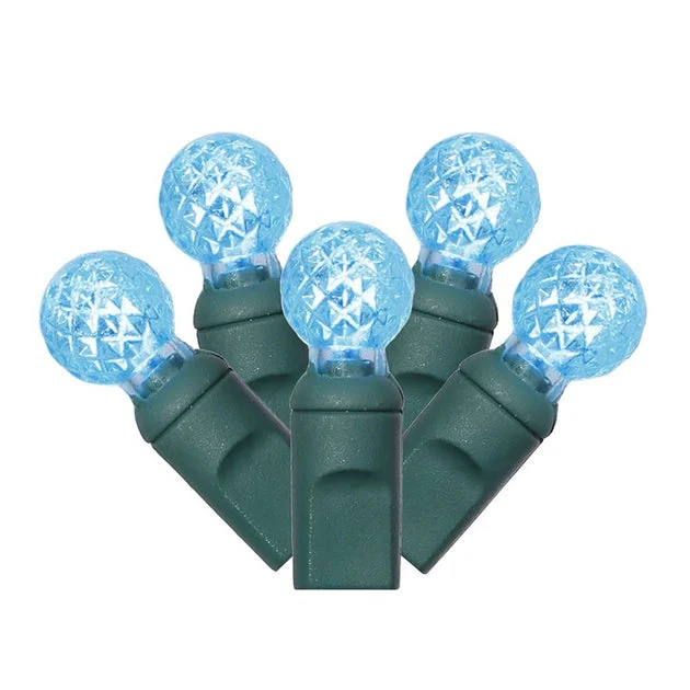 100-Count Turquoise G12 LED Christmas Light Strand on 34' Green Wire