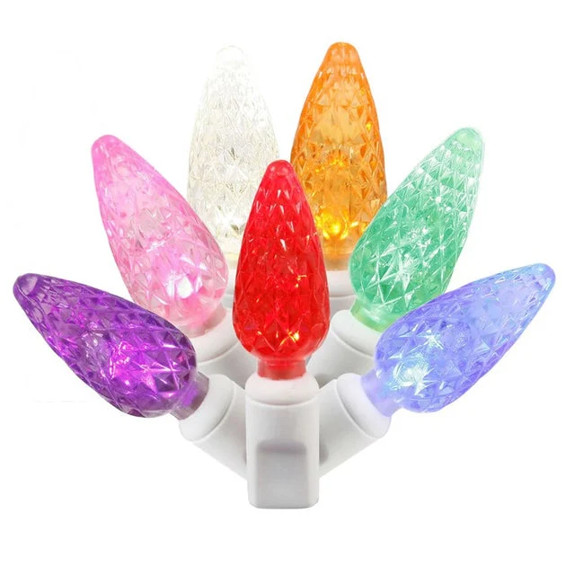 100-Count Multi-Color C6 LED Christmas Light Strand on 34' White Wire