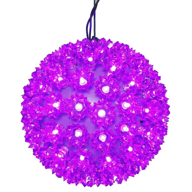 6" Starlight Sphere Christmas Ornaments with Purple Wide Angle LED Lights