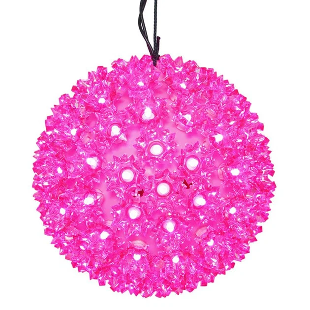 6" Starlight Sphere Christmas Ornaments with Pink Wide Angle LED Lights