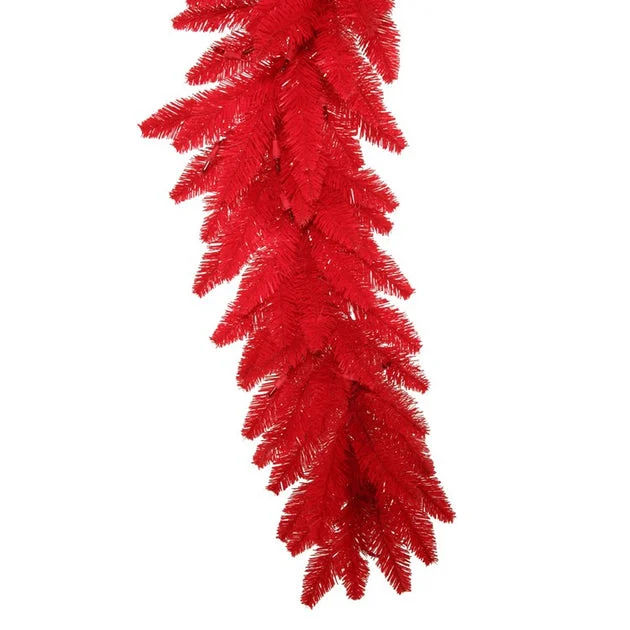 9' x 14" Pre-Lit Red Artificial Christmas Garland with 100 Red LED Lights